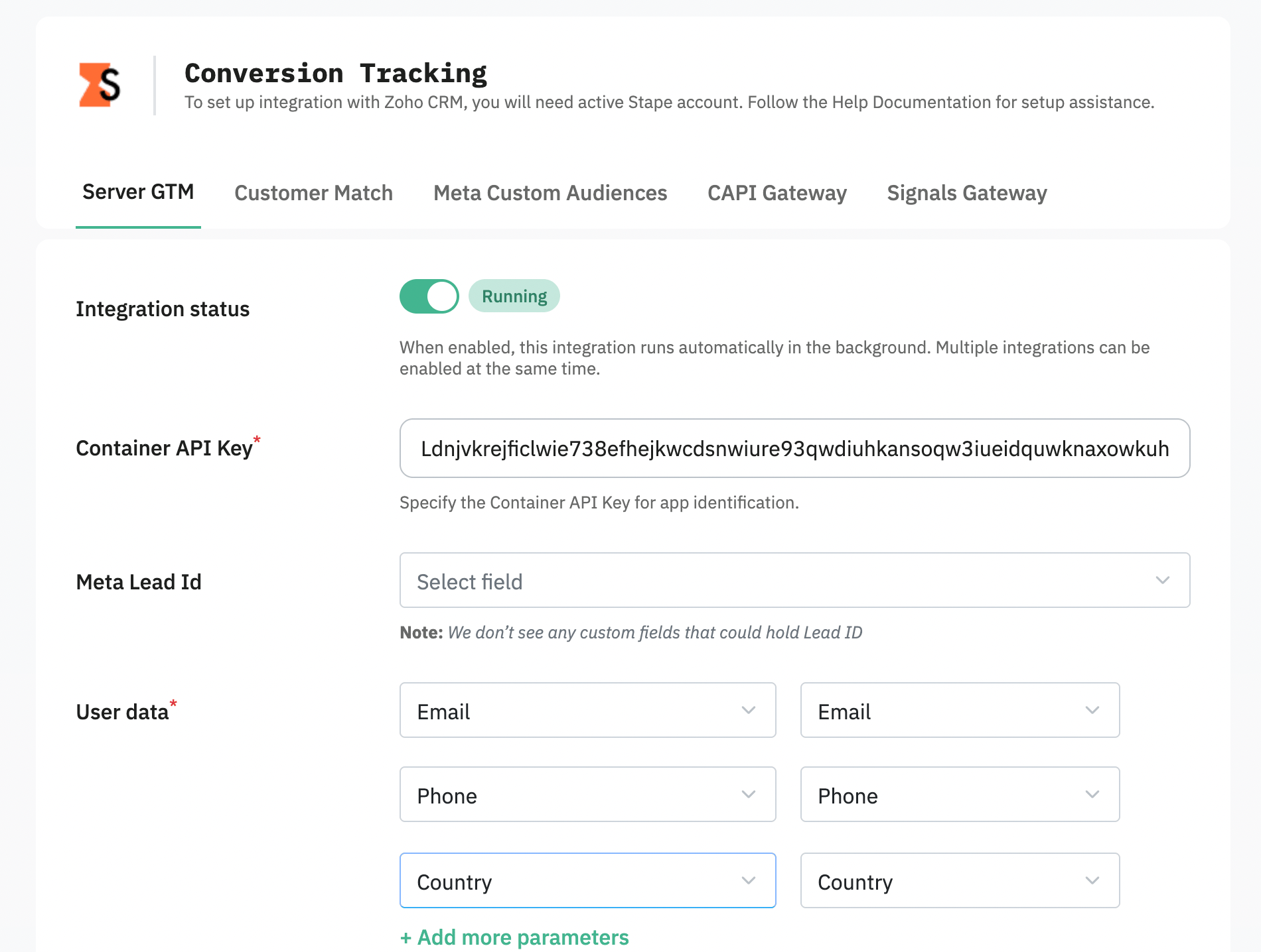How to access the Stape Conversion Tracking app for Zoho CRM