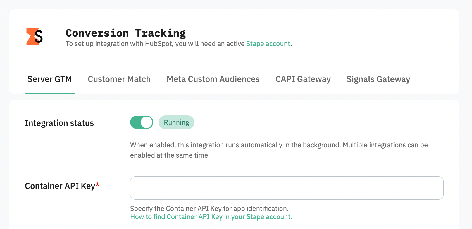 Stape account data