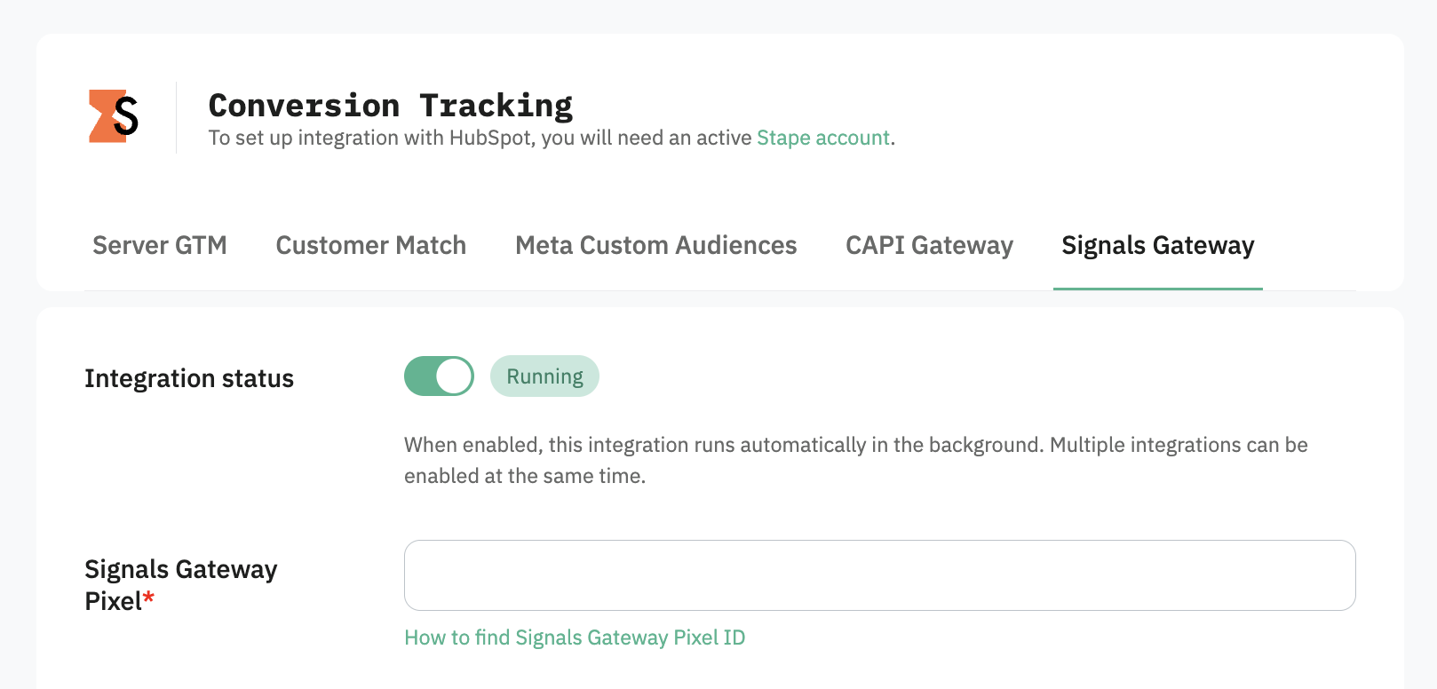 Signals and Stape accounts data