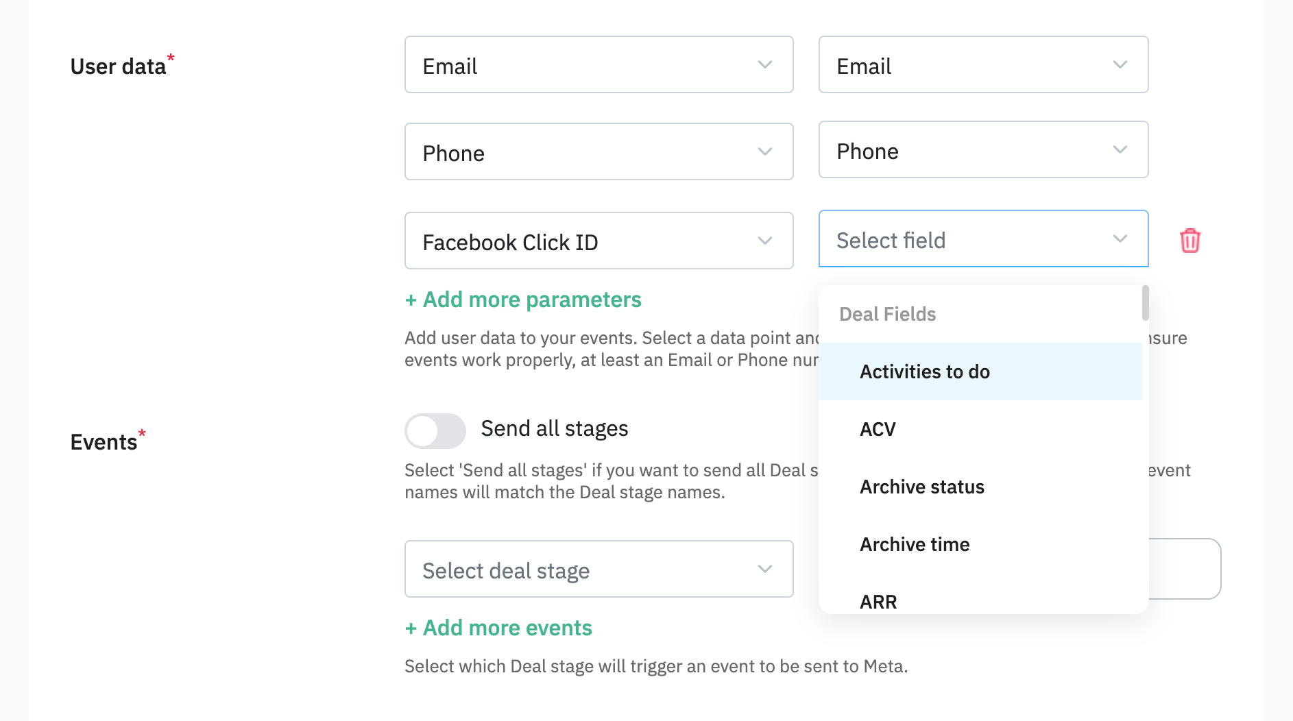 Configure additional User data