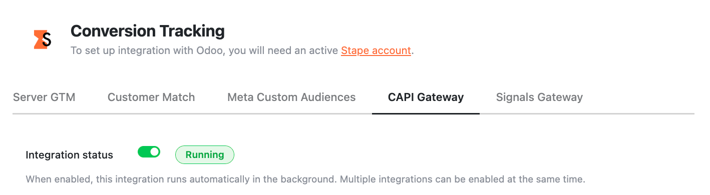 Meta and Stape accounts data