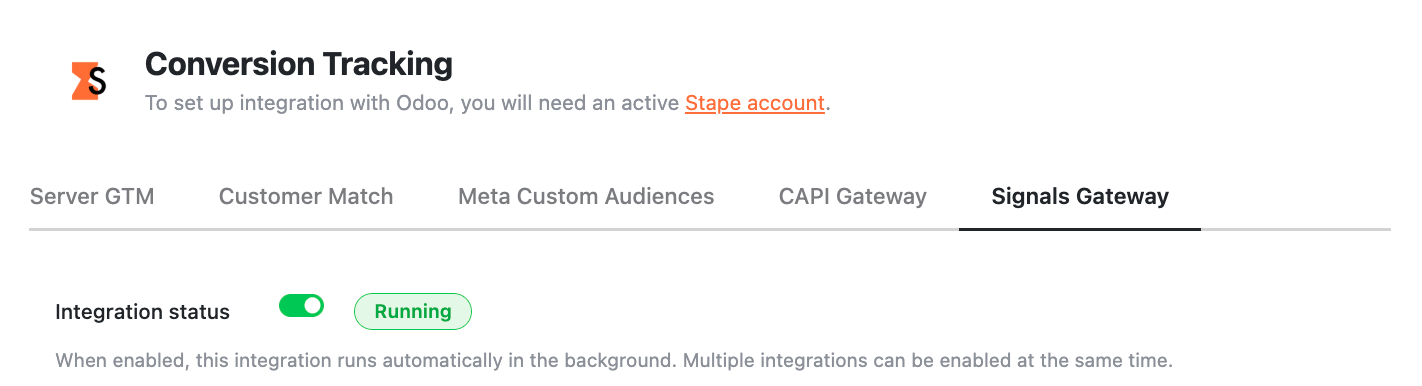 Signals and Stape accounts data
