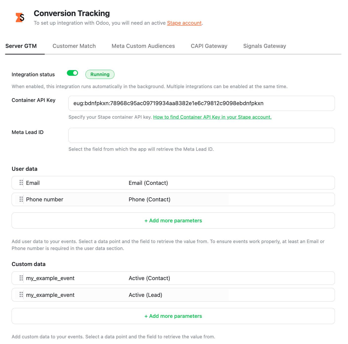 Stape Conversion Tracking app for Odoo CRM