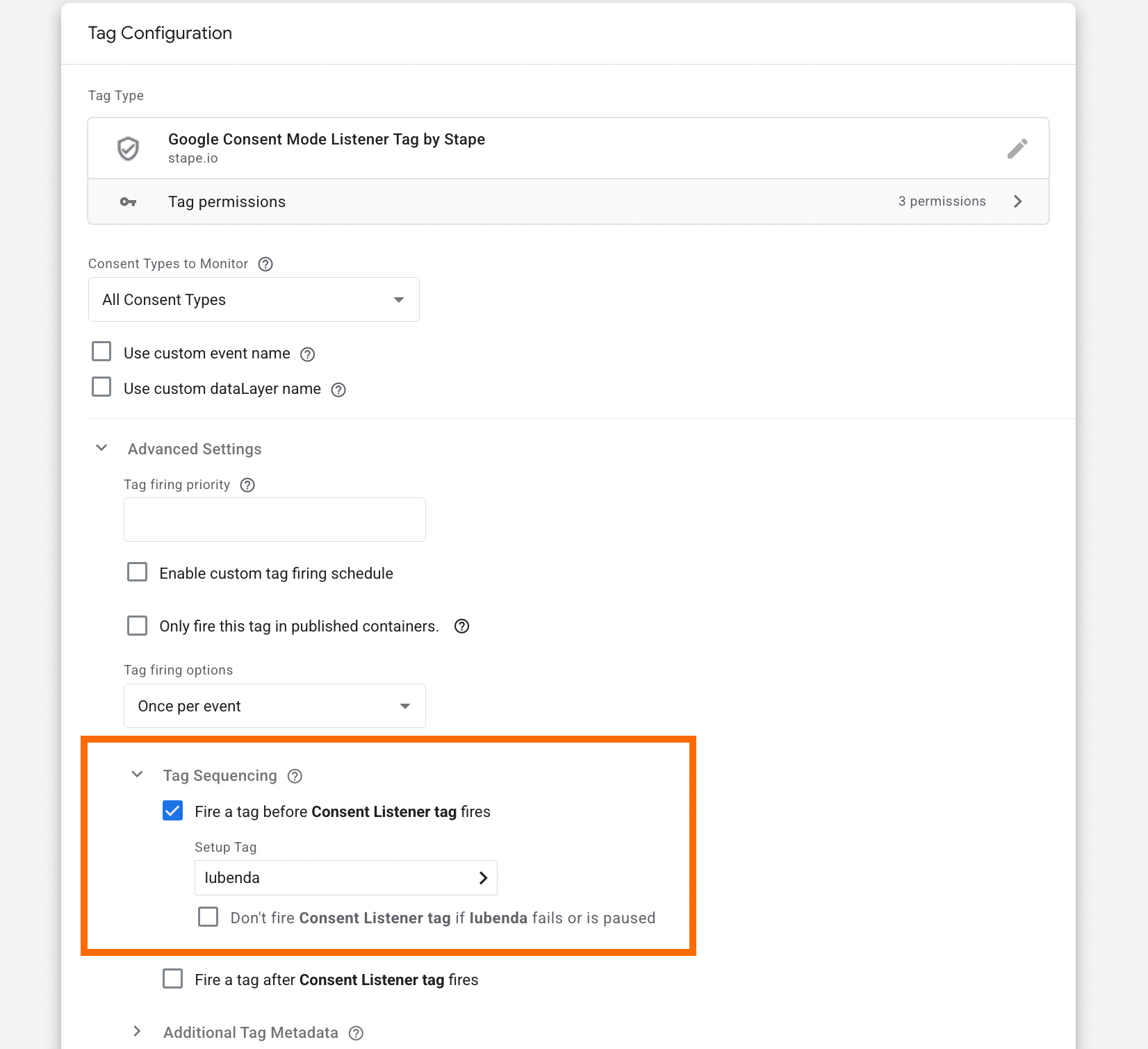 Alternatively, use GTM's tag sequencing feature to guarantee the Listener tag fires immediately after your CMP tag completes its execution.