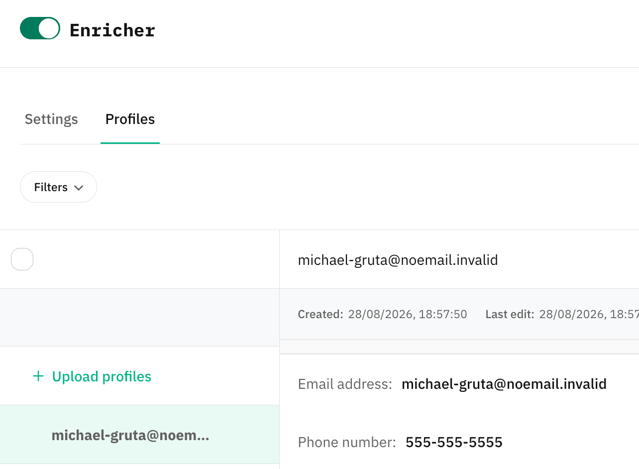 Enriched with lead details profile