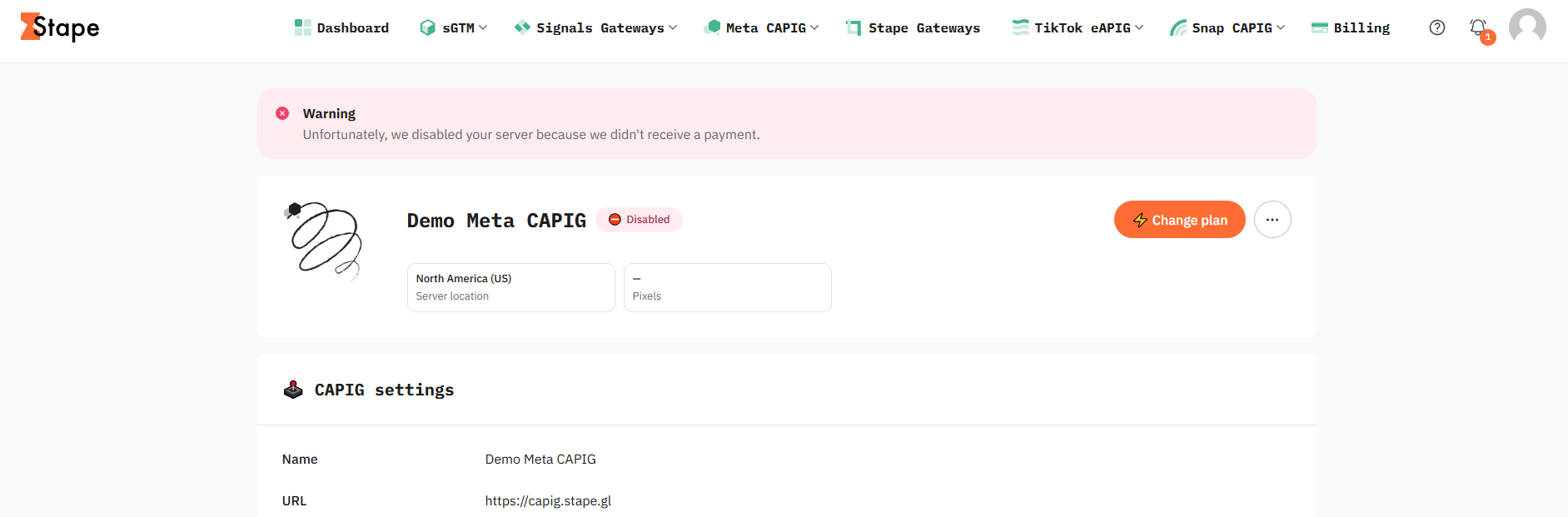 Meta CAPIG disabled status