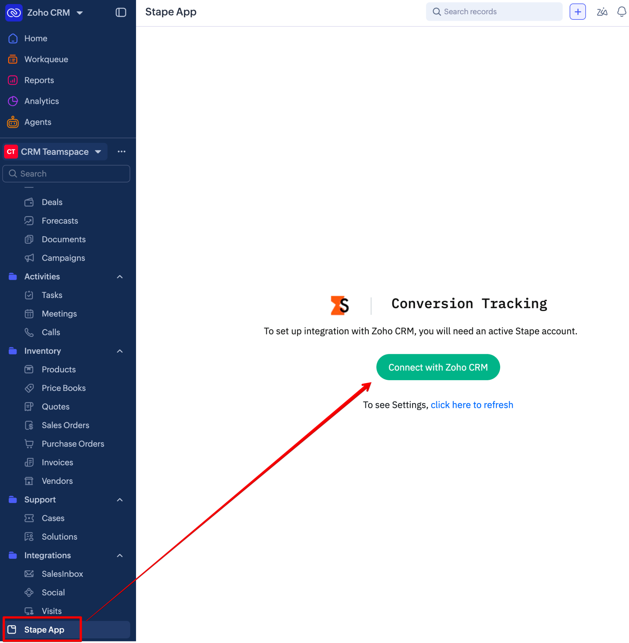 Connect the app to the CRM