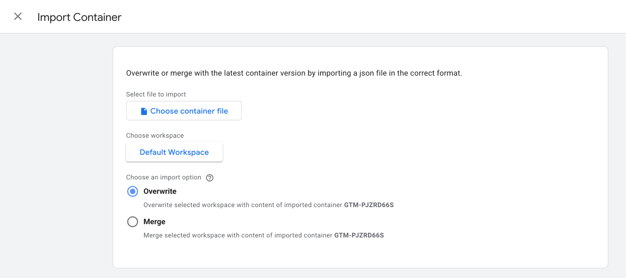 Choose container file