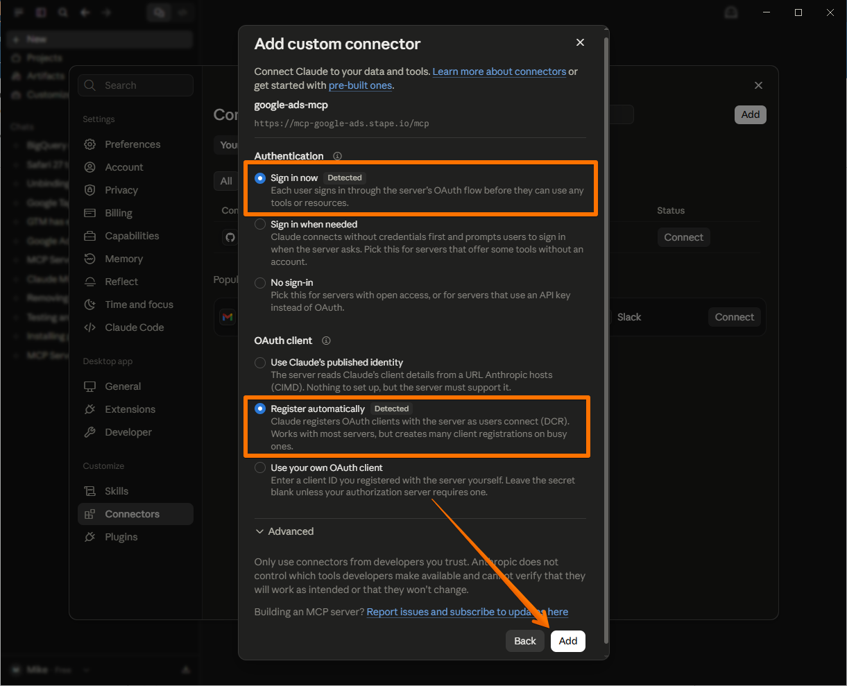 Authentication and OAuth client